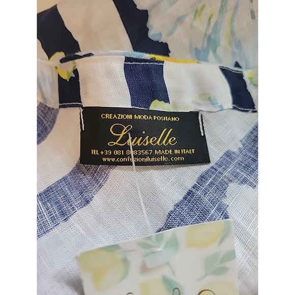 NWT Luiselle Italy 100% Linen White Floral Daisy SS Sundress Womens Med Pockets - Picture 11 of 13